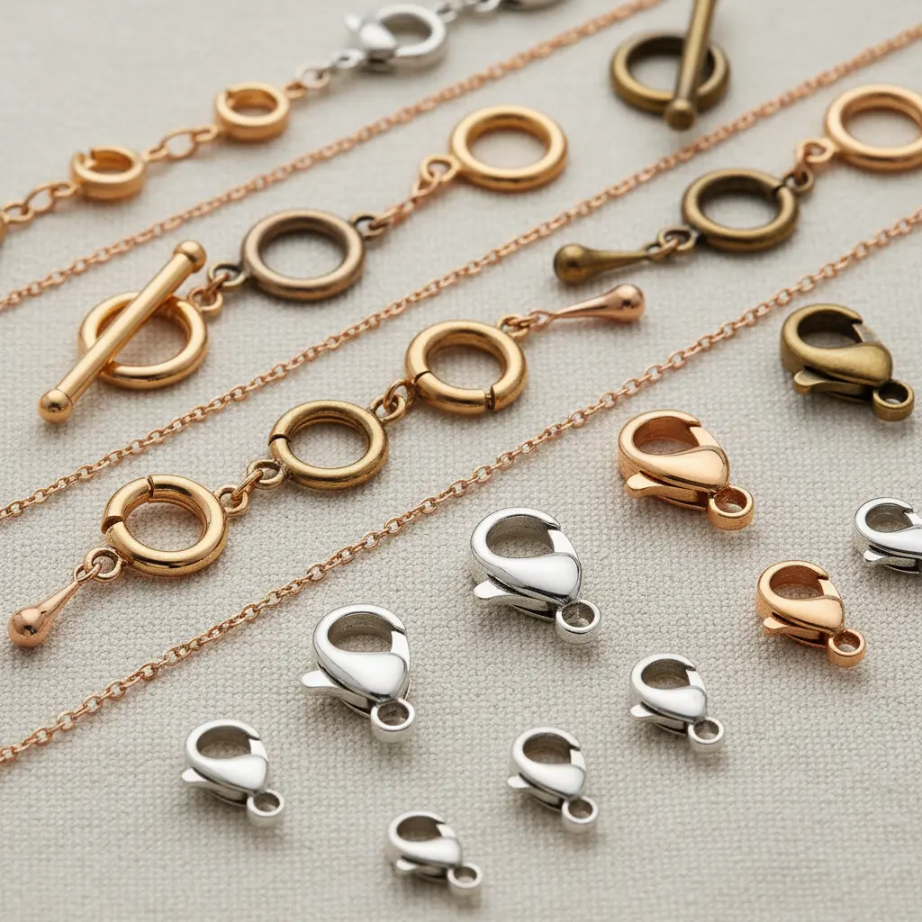 Durable jewelry clasps and chain options for adjustable length necklaces