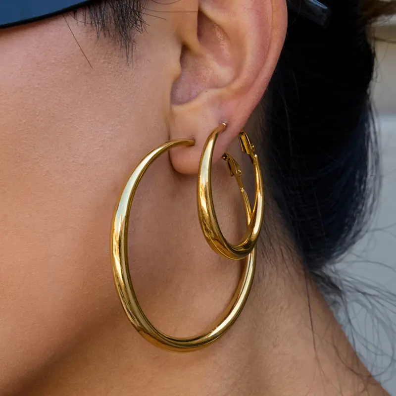 Large gold hoop earrings – minimalist statement earrings