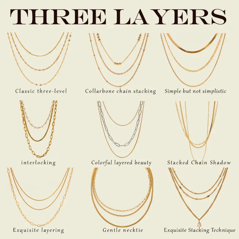 Three layered gold necklaces by HonHo Jewelry