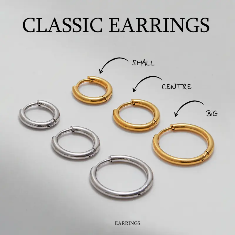 Classic hoop earrings set by HonHo Jewelry